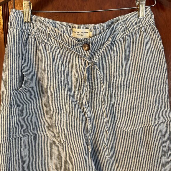 Striped Blue Linen Resort Pants - Picture 2 of 5